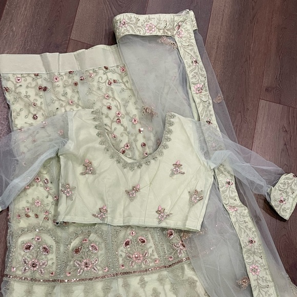 Designer New Indian Lehenga in Light Green - Picture 3 of 5